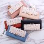 ZR106 Women's Long Simple Fashion Wallet Korean Version PU Soft Print Buckle Zipper Holding Large Capacity Card Bag