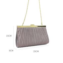 Custom Logo Classic Luxury Ladies Elegant Factory Sell Purse OEM ODM Wholesale Shiny Satin Lady Ruched Chain Women Evening Bag