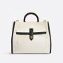 Wholesale Fashion Contrast Color Pu Leather Ladies Canvas Handbags Oem Odm Big Wooden Handle Printed Handbag for Women