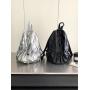 2023 new large-capacity silver backpack   Simple fashion shoulder bag PU pleated backpack for girls