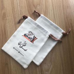 13*18 cm Logo printed Custom Cotton drawstring Pouch Bag for Promotion