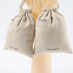 Custom Logo Printed Gift Cotton Canvas Packing Drawstring Bag Small Luxury Canvas Dust Cosmetic Pouch