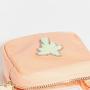 Custom Square Embroidery Tree Patch Waterproof Nylon Peach Pink Small Travel Bags for Women Toiletries Cosmetic Pouch