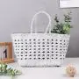 2024 Fashion Custom Logo Straw Woven Tote Bags For Women Reusable Large Capacity Ladies Luxury Grain Leather Braided Tote Bags
