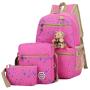 3 in 1 Set Adorable Bear Tiny Spot Backpack Fashion Lightweight Quality Canvas Sling Purse School Book Bag  for Boys Girls