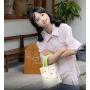 ZF037 New Handbag Canvas Bag Female Students Children Cute Color Lunch Bag Blocking Cotton Embroidery Hand Carry Small Cloth Bag