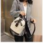New Fashion Women's Bag 2023 Fashion Pu Solid Color Backpack High Texture Leisure Butterfly Embroidery Line Versatile Schoolbag