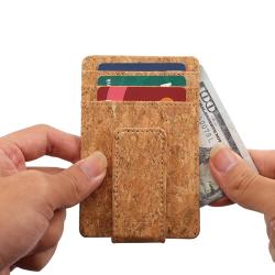 Wholesale cork leather card holder slim credit card holder rfid cork leather card holder wallet