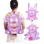 Purple Animal Shape School Bag Custom Clear Pvc Ita Backpack with Pins Display PU Leather Bag