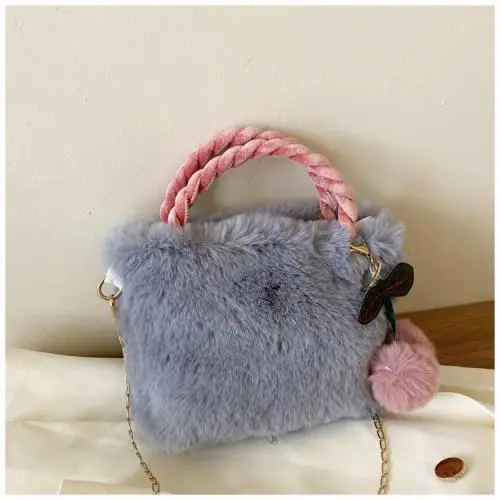 Cute Girl Cherry Plush Handbag 2023 New Autumn/Winter High Capacity Fur Bag Shoulder Crossbody Bag Wholesale Women Handbags