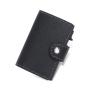 Custom leather pop up wallet card holder saffiano pattern metal wallet leather aluminum wallet
