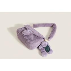 Fresh Sweet Fluffy Handbag 2024 New Women'S Bag Simple Cute Fluffy Solid Color Small Square Bag Shoulder Bag