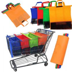 KBW767 Customized Supermarket Trolley Shopping Bags Handheld Insulated Nonwoven Bags Four Sets Classified Storage Mesh Bags