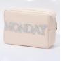 stock cosmetic bag can be customized with Chenille letter patches makeup pouch nylon wash bag
