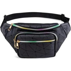 Gelory Fashion Casual Travel Shopping Hiking Women Men Fanny Pack PU Leather Waist Bag with 5 Pouches