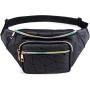Gelory Fashion Casual Travel Shopping Hiking Women Men Fanny Pack PU Leather Waist Bag with 5 Pouches