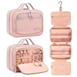 Custom LOVEVOOK cosmetic multi-functional hanging toiletry waterproof bag up brush bag black make up handbag makeup toiletry bag