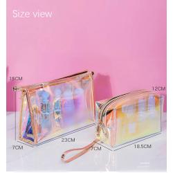 Custom Women Fashion Travel Glitter Cosmetics Bag PU Laser Makeup Bags Waterproof Toiletry Bag