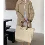 Wholesale And Custom Canvas With Genuine Leather Large Shopping Bag Chain Shoulder Tote Bag Luxury Women's Handbag