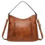 Solid Color Luxury Ladies' Handbag Long Strap High Quality Leather Polyester Lining Elegant Stylish Tassel Decoration Zip