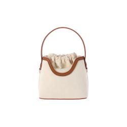 Stylish Luxury Canvas Drawstring Women Bucket Bags Trendy Fashion Vegan Leather Womens Handbags Custom Logo Ladies Bucket Bags