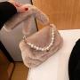 2022 Winter New Plush Bag Women's Pearl Chain Small Fragrant Shoulder Bag Versatile Wool