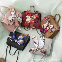 Wholesale factory cheap price women handbag 2024 fashion shoulder crossbody bag silk scarf lychee grain smallsquare bag