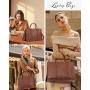 LOVEVOOK Vintage Leather Work Bag 15.6 in Laptop Tote Waterproof Computer Bag Business Office Briefcase Laptop Bag for Women