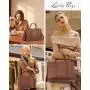 LOVEVOOK Vintage Leather Work Bag 15.6 in Laptop Tote Waterproof Computer Bag Business Office Briefcase Laptop Bag for Women
