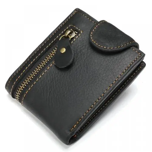 New Genuine Leather Wallet for Men Vintage RFID Blocking Multi-function Wallet With Coin Pocket Money Slip Card Holder