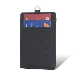 2024 New Single Lanyard Magnetic Id Name Credit Card Holder Leather Office Table Business Card Holder
