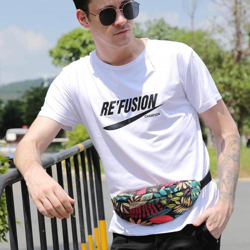 Gelory Sports Outdoor Fashion Colorful Flowers Patterned Nylon Sports Fanny Pack Travel Waist Bag