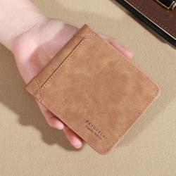 ZWY010 New Man Short Wallet Multi-card Fashion Tri-fold Billfold Dollars Money Clip Convenient Lightweight PU Open Wallet