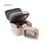 Double Zip Cosmetic Bag Travel Pink Makeup Bag Wholesale Faux Leather Cosmetic Bag Compartments Clear Small Cosmetic Pouch