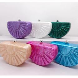 2024 New Single Shoulder Diagonal Cross Half Round Shell Acrylic Bag sac main femm sac