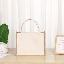 ZR892 ECO Laminated Jute Canvas Bag Burlap Reusable Linen Beach Bag Hessian Shopping Tote Bags Custom Logo Advertising Gift