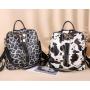 Lady Designer Bag 3 in 1 Pu Leather Cow  Leopard Print Pattern Backpack for Women Solid Colors Satchel Sling Purse Golden Zipper