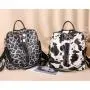 Lady Designer Bag 3 in 1 Pu Leather Cow  Leopard Print Pattern Backpack for Women Solid Colors Satchel Sling Purse Golden Zipper
