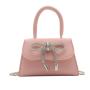 Candy colored bow handbags woman bags Pu leather glossy chain fashionable crossbody shoulder bag for women ladies