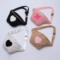 Keymay Outdoor Sports Running Winter  Fuzzy Waist Bags Belt Pouch Teddy Fanny Pack