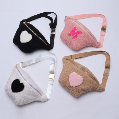 Keymay Outdoor Sports Running Winter  Fuzzy Waist Bags Belt Pouch Teddy Fanny Pack