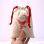Recyclable Custom Logo Printing Natural Cotton Candy Christmas Gift Drawstring Bag Organic Muslin Gift Packing Pouch