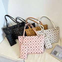 Large Capacity Women's Tote Bag Pu Leather Zipper Two Piece Set 2024 New Cheap Women's Handbag Ladies Shoulder Bag