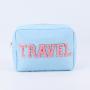 Custom Designer Embroidered Logo Makeup Bag Organizer Nylon Zipper Waterproof  Large Travel Mama Cosmetic Bag
