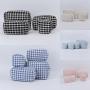 24 Hour Delivery Large Capacity Portable Soft Tweed Travel Cosmetic Makeup Standup Pouch Checked Organizer Toiletry Bag