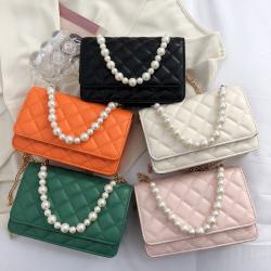 Luxury women's bag 2023 fashion design pu shoulder bag for pearl chain bags