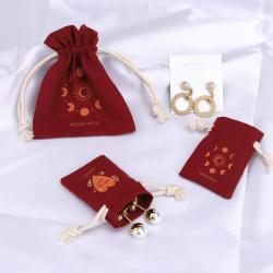 Custom Logo Printing Mini Muslin Ring Jewelry Small Cotton Drawstring Bag Organic Muslin Pouch