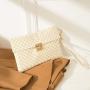 Women's 2024 New Circle Flower Material Square Lock Handle Bag Small Square Leisure Phone Bag Fashionable Gift Foreign Trade