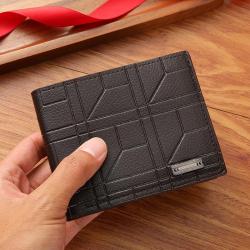 Men's Fashionable Short Wallet New Large Capacity Horizontal Soft Wallet with Multi-Cards Waterproof and Open Closure Type