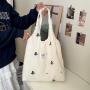 ZWY089 Wholesale Women New Floral Shoulder Tote Bag Embroidered Cotton Lightweight Recycled Shopping Bag Work Travel Storage Bag